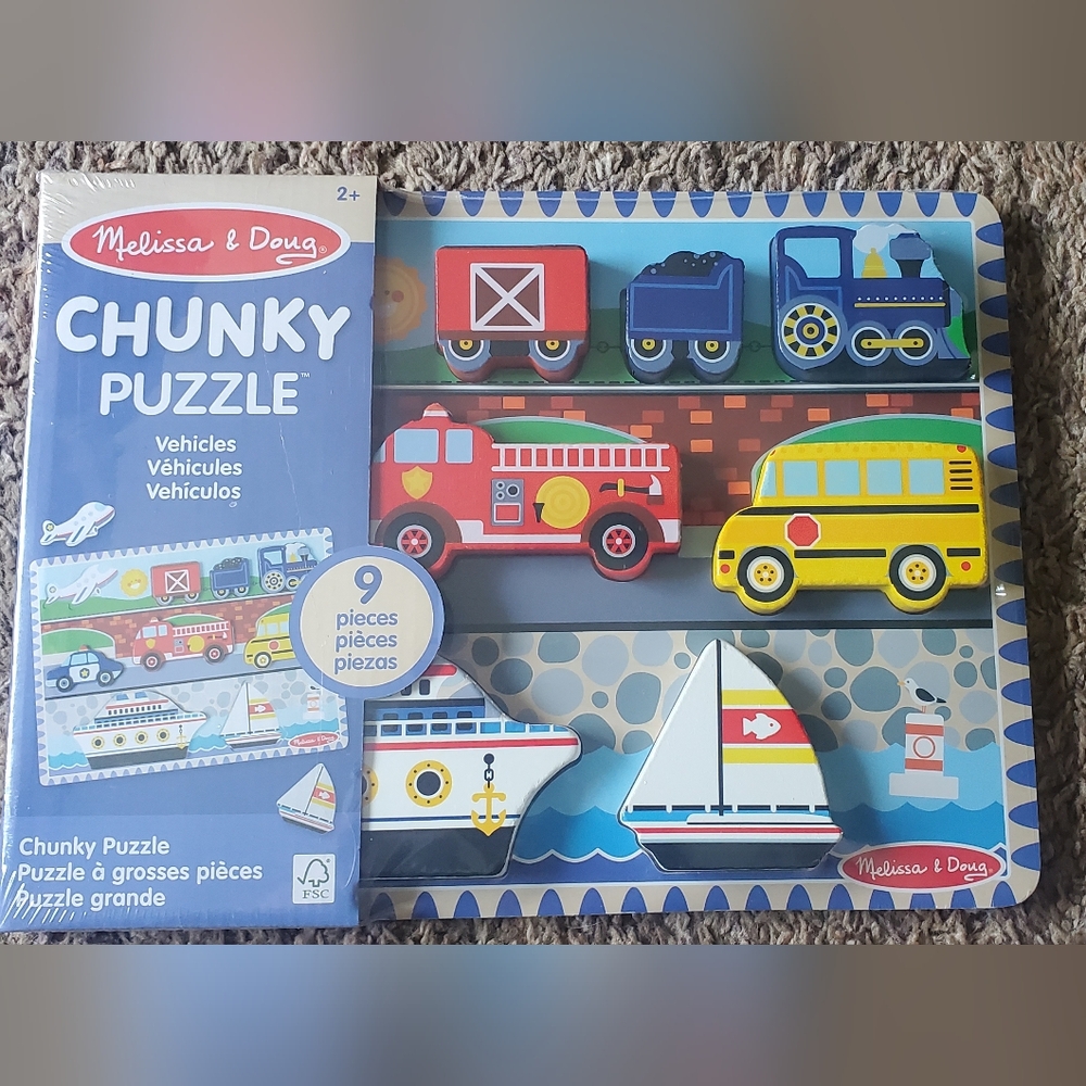 Melissa & Doug Chunky Vehicles Puzzle 9 Pcs